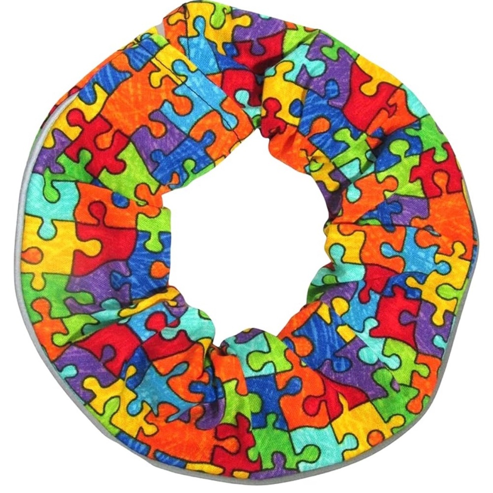 Colorful Cat Collar Cover with Puzzle Design - Picture 2 of 9